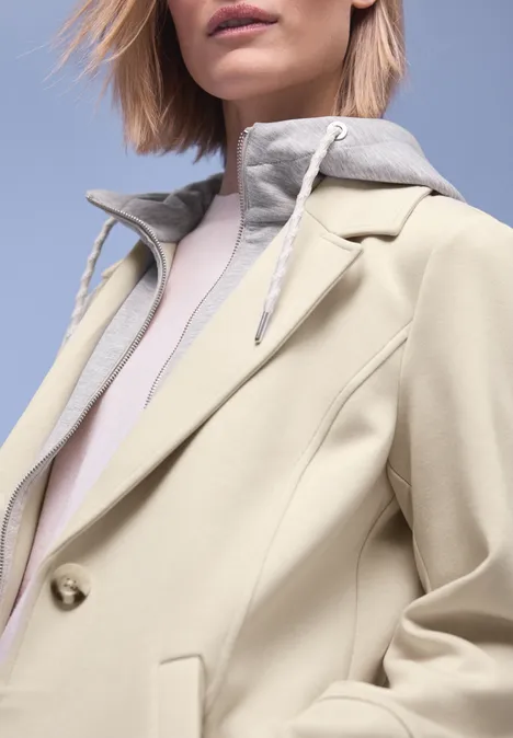 Mantel mit Inlay powder beige