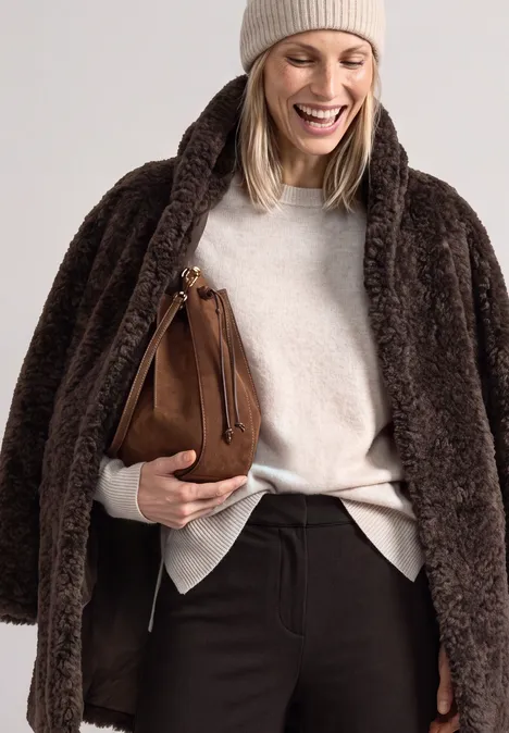 Manteau en peluche avec doublure intégrée auburn brown