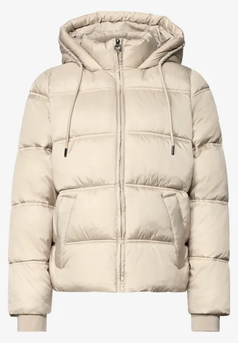 Veste matelassée à capuche barley beige Veste matelassée beige à capuche avec fermeture éclair, padding chaud.
