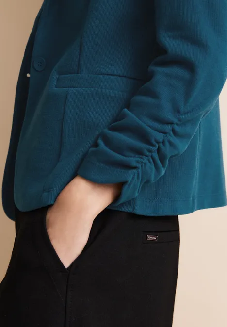 Basic Blazer mit Raffungen bright turquoise