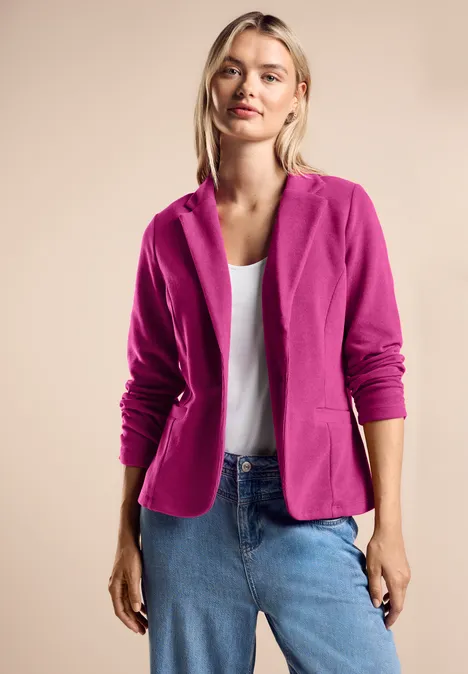 Basic Blazer mit Raffungen royal fuchsia