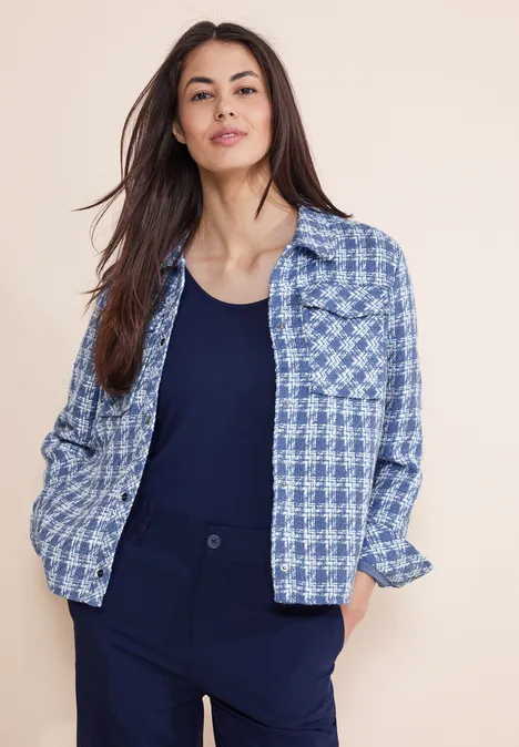 Kurze Bouclé Jacke high blue