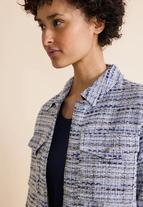 Bouclé Overshirt gravity blue