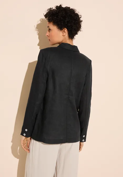Long Leinenblazer Black