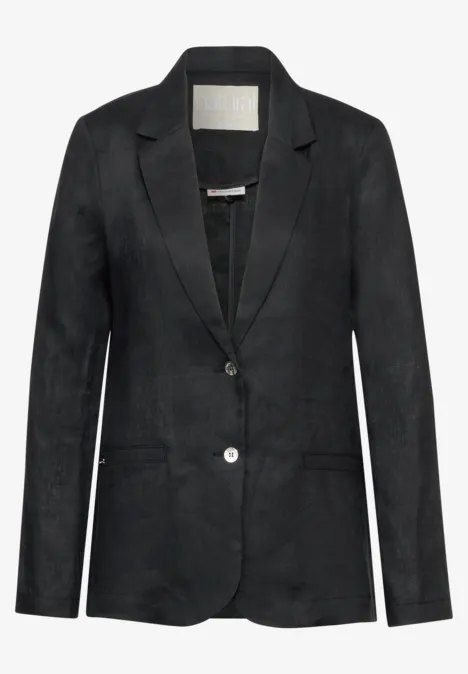 Lange linnen blazer Black