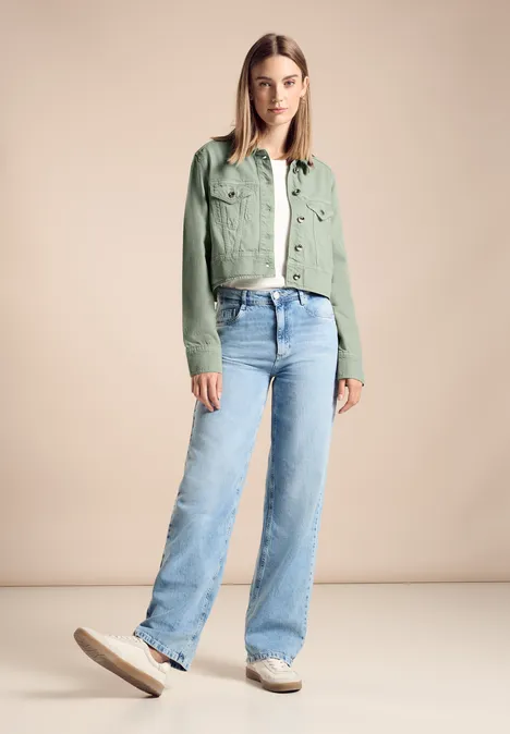 Kurze Jeansjacke Moss Green Heavy Washed
