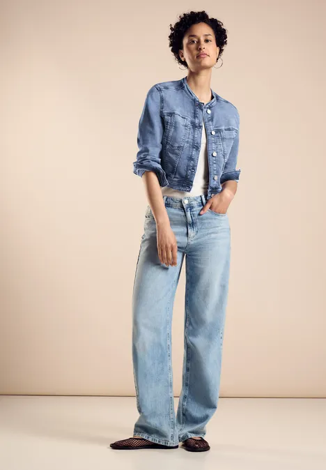 Kurze Jeansjacke Light Blue Random Wash
