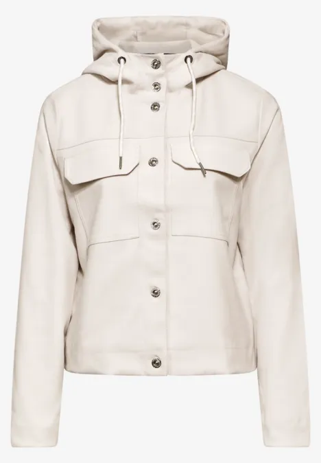 Kort jack met capuchon smooth sand beige
