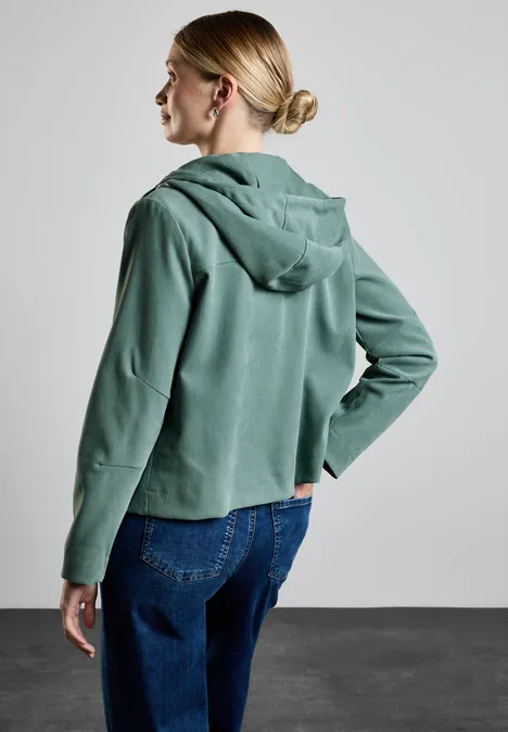 Kort jack met capuchon seafoam green