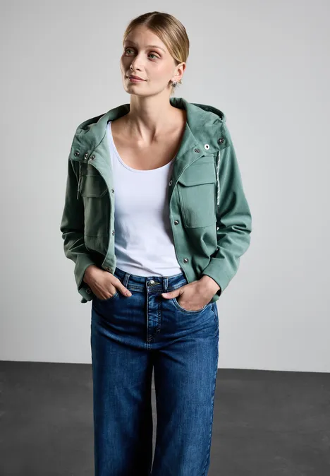 Kort jack met capuchon seafoam green