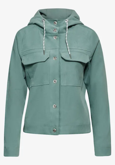 Kort jack met capuchon seafoam green