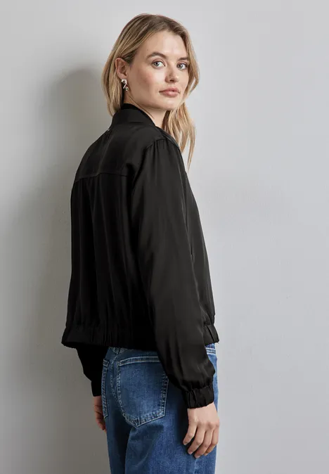 Satin-Blouson Black