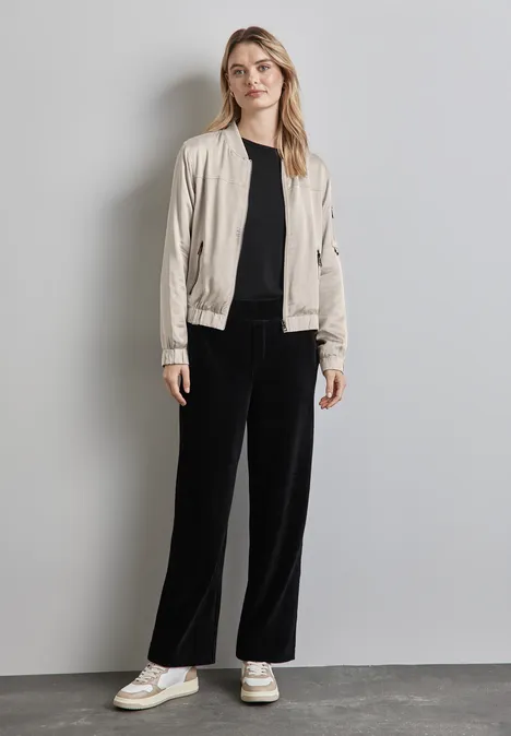Satin-Blouson smooth sand beige