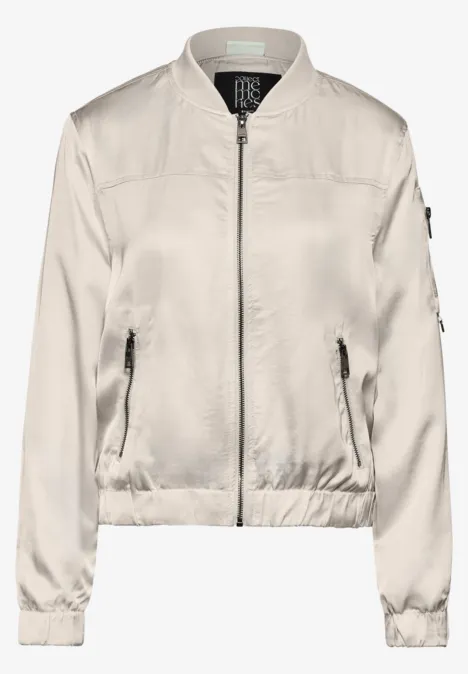 Satin-Blouson smooth sand beige