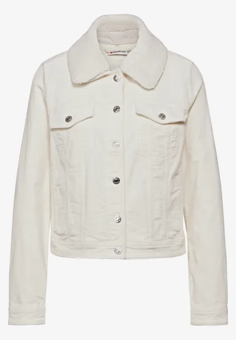 Cordjacke mit Teddy Kragen lucid white