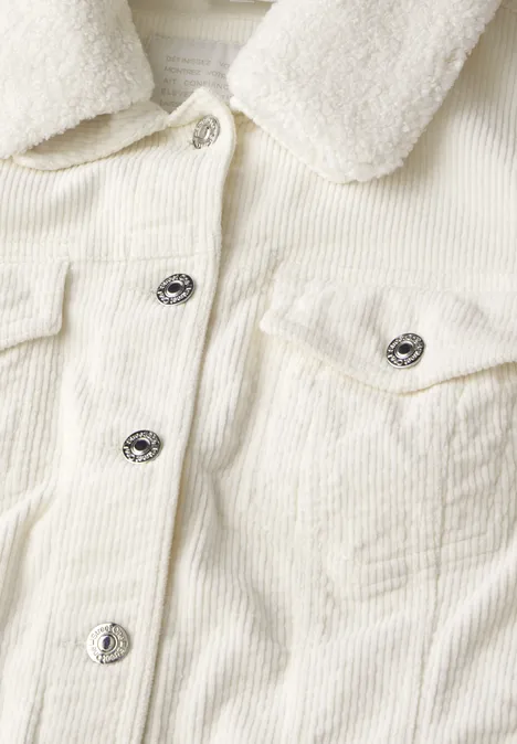 Cordjacke mit Teddy Kragen lucid white