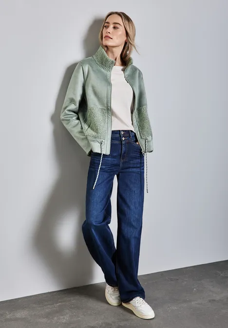 Jacke im Shearling-Look mint green