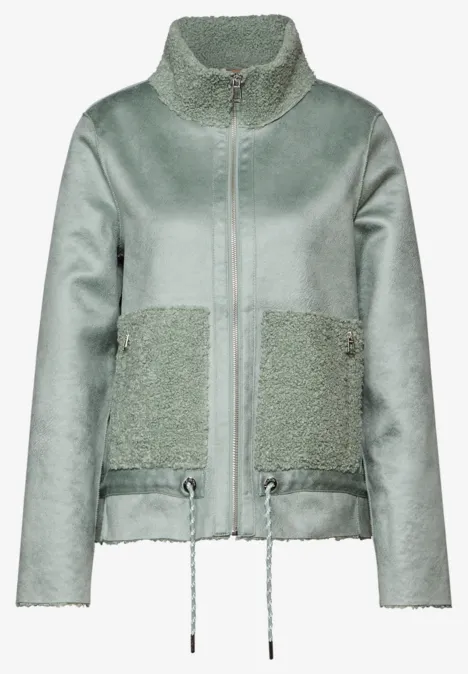 Jacke im Shearling-Look mint green