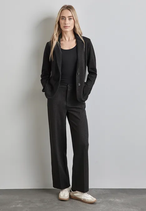 Melange-Look Blazer Black