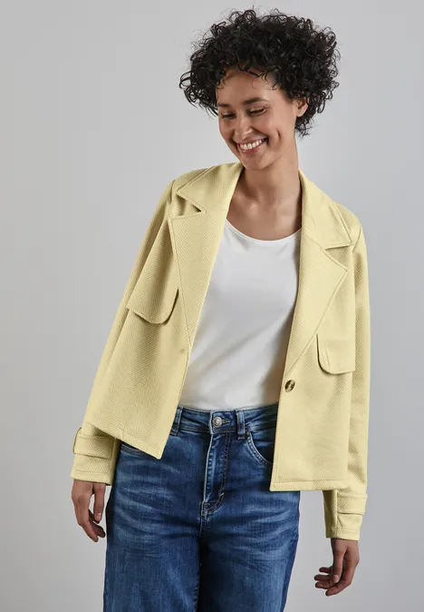 Kurze Kunstlederjacke mellow yellow