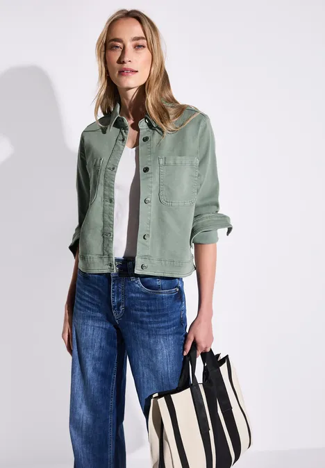 Jeansjacke mit Brusttaschen Olive Washed