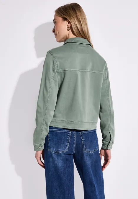 Jeansjacke mit Brusttaschen Olive Washed