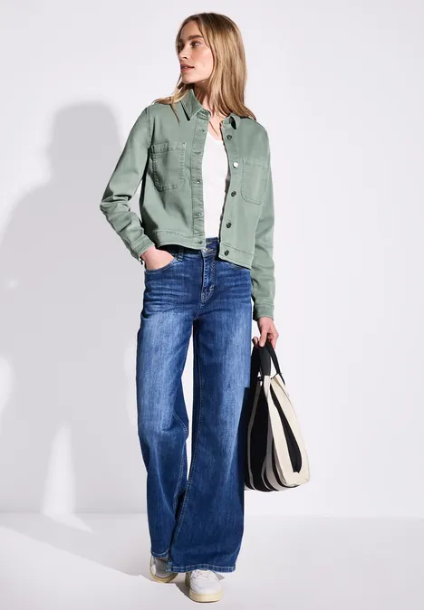 Jeansjacke mit Brusttaschen Olive Washed