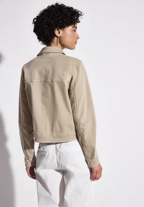 Jeansjacke mit Brusttaschen Beige Washed