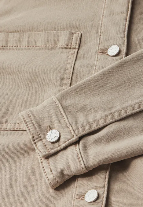 Jeansjacke mit Brusttaschen Beige Washed