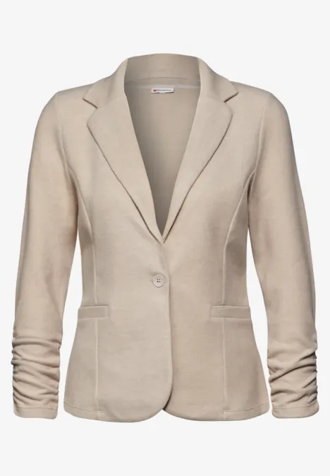 Blazer mit Raffung sheer beige mel.