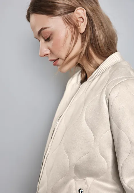 Velours Steppjacke smooth sand beige