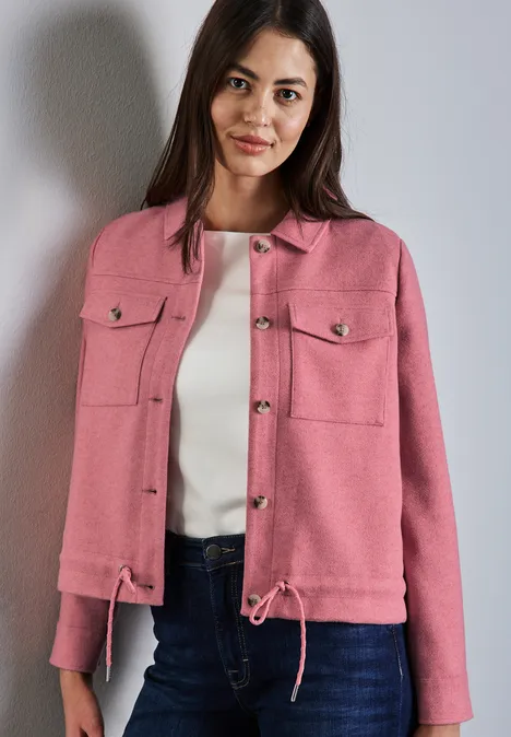 Jacke in Wolloptik sugar coral mel.