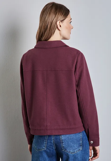 Jacke in Wolloptik mulberry red