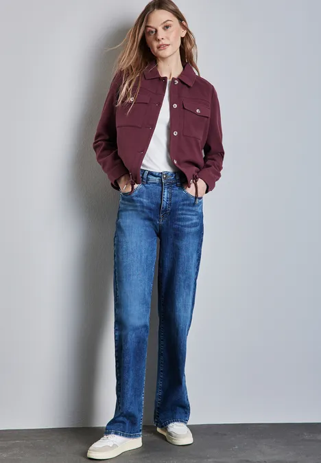 Jacke in Wolloptik mulberry red