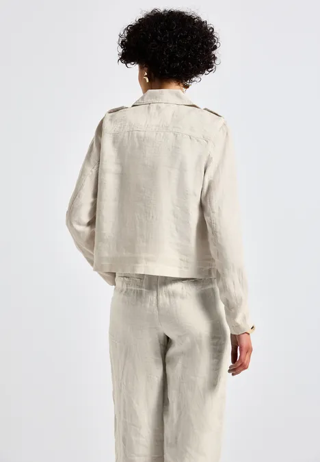 Kurzer Trenchcoat aus Leinen moonstone sand