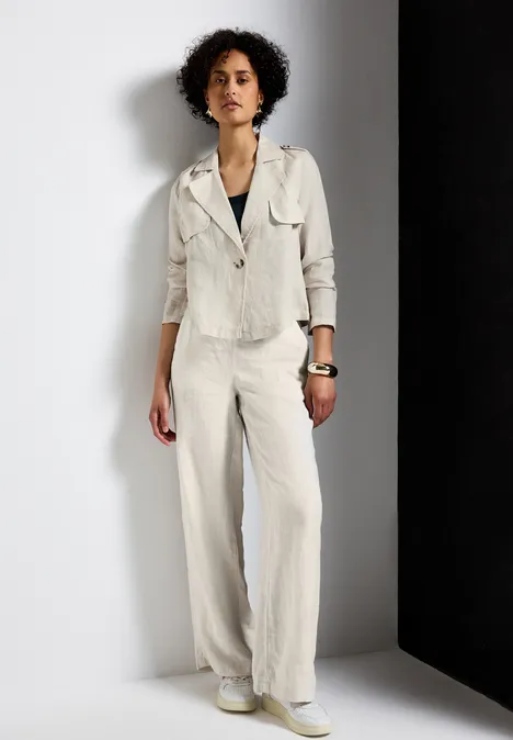 Kurzer Trenchcoat aus Leinen moonstone sand