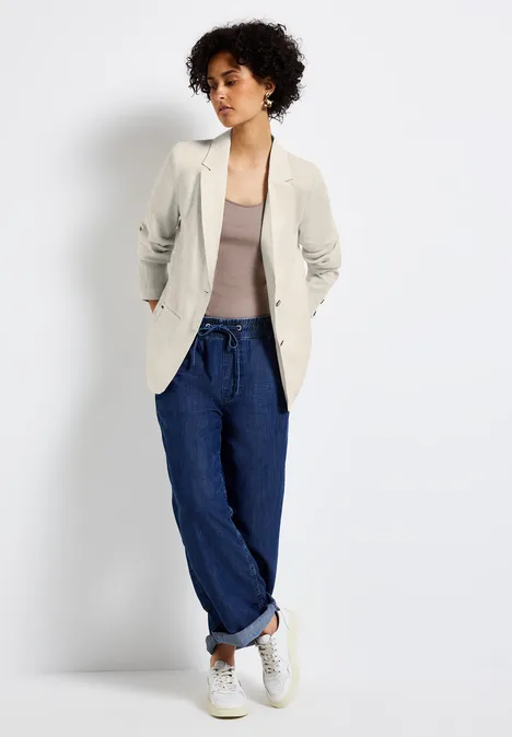 Langer Leinenblazer moonstone sand