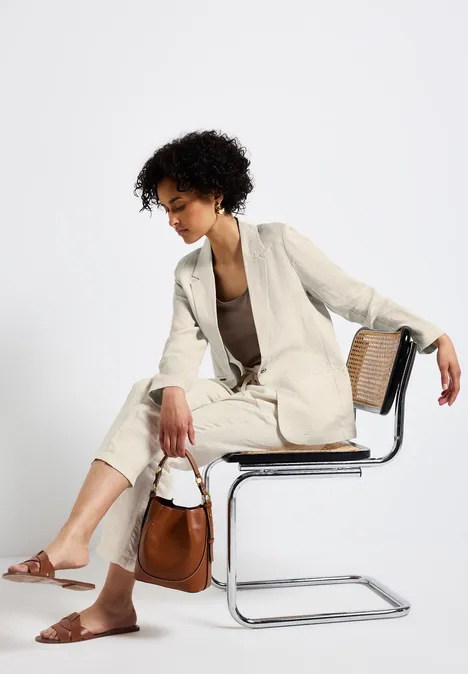 Langer Leinenblazer moonstone sand
