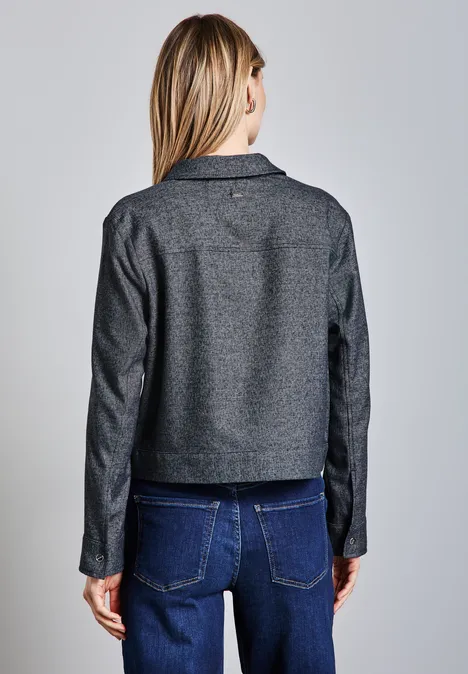 Gesneden jas in gemêleerde look deep tint blue