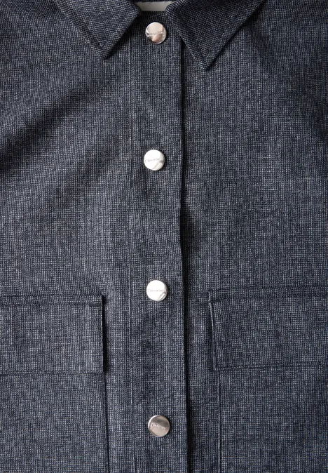 Gesneden jas in gemêleerde look deep tint blue