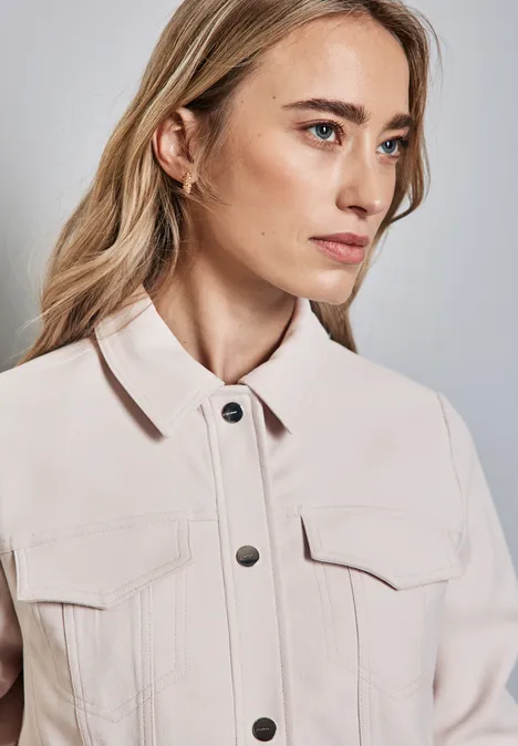 Jacke in Velours-Optik smooth sand beige
