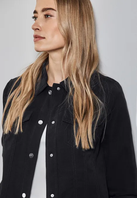 Jacke in Velours-Optik deep tint blue
