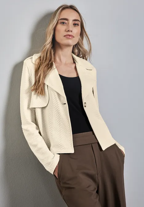 Kurzer Struktur-Trenchcoat soft beige