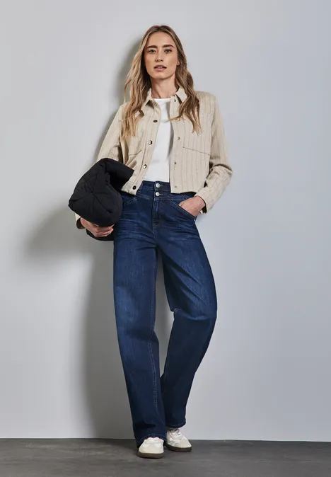 Gestreifte Jacke sheer beige mel.