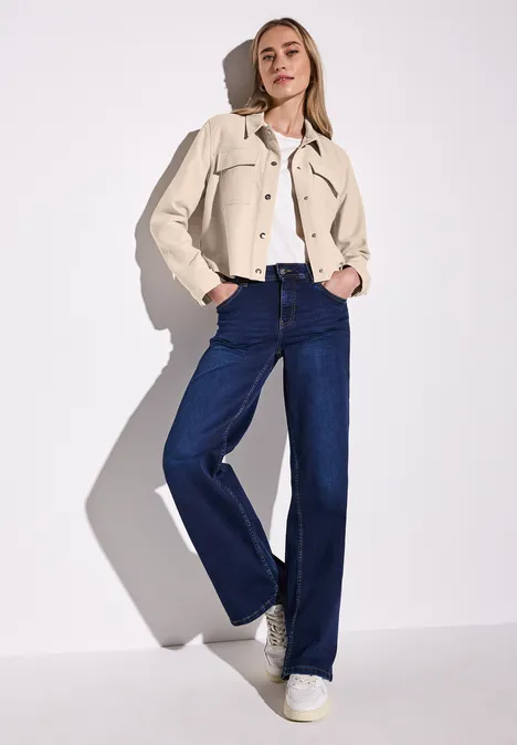 Kurze Twill-Jacke barley beige