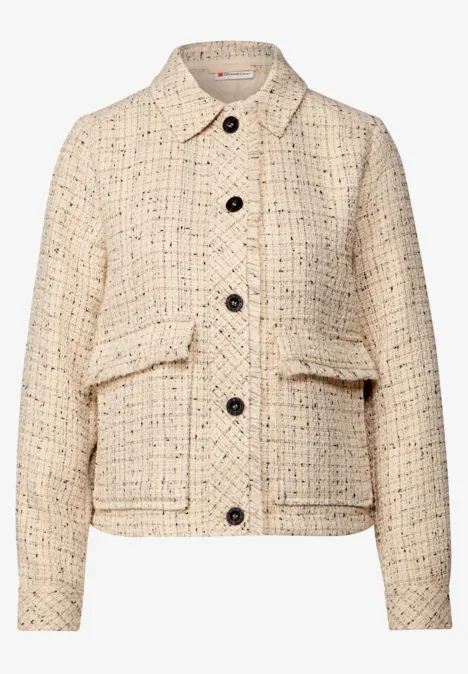 Kurze Bouclé Jacke cotton beige