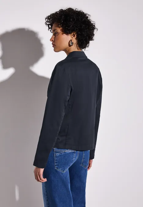 Kurzer Twill-Blazer deep blue