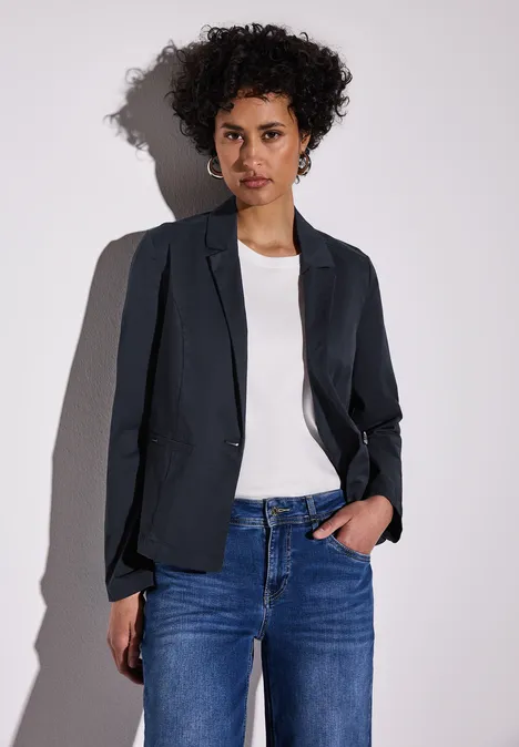 Kurzer Twill-Blazer deep blue
