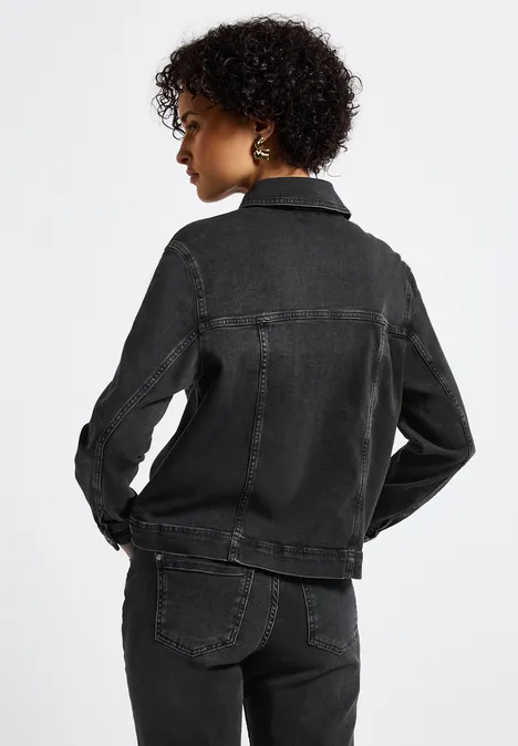 Jeansjacke mit Brusttaschen Black washed