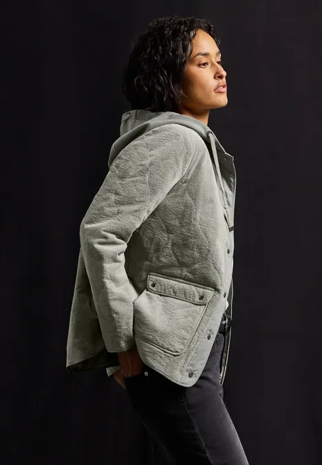 Cord Steppjacke mit Kapuze Fresh Sage